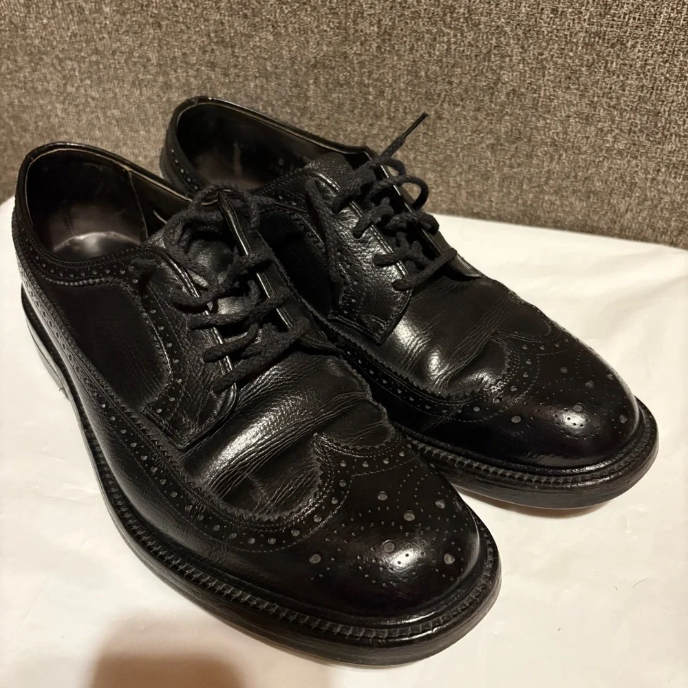 Hanover Master Flex Men's‎ Size 9 D/B Black Leather Wingtip Oxford Dress Shoes